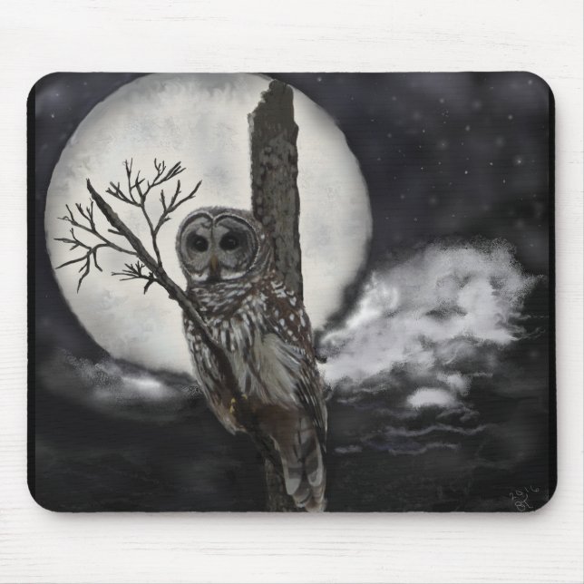 Tapis De Souris Mousepad de hibou de barde en ciel nocturne (Devant)