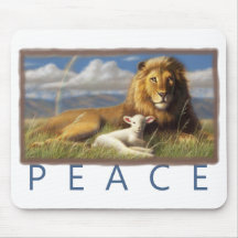 Mousepad de lion et d'agneau de paix