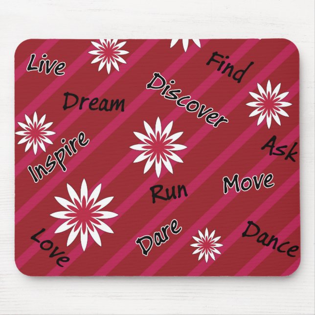 Tapis De Souris Mousepad de motivation de fleur rose et blanche (Devant)
