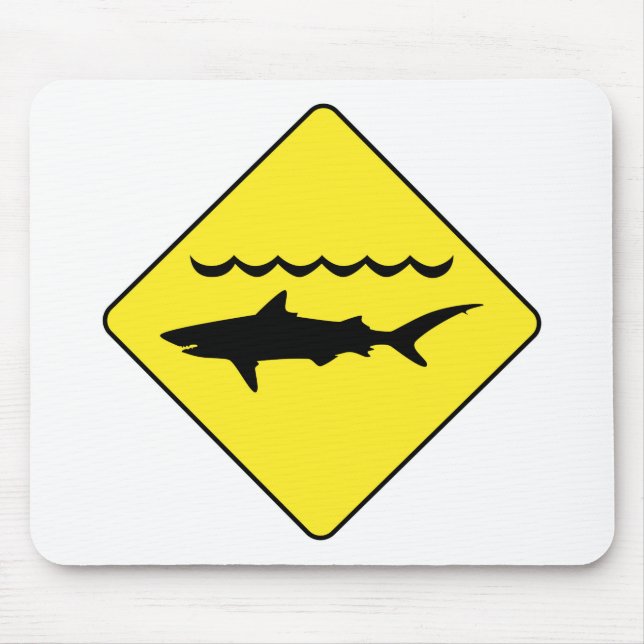 Tapis De Souris Mousepad de signe "de requins de avertissement" de (Devant)
