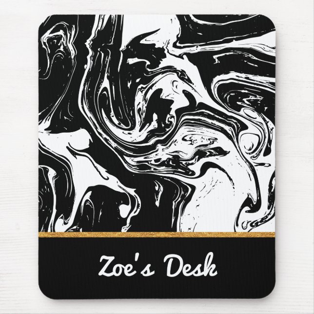 Tapis De Souris Mousepad de style noir et Marbre blanc (Devant)