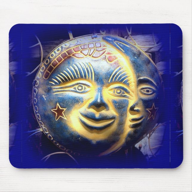 Tapis De Souris mousepad de visage du soleil/visage de lune (Devant)