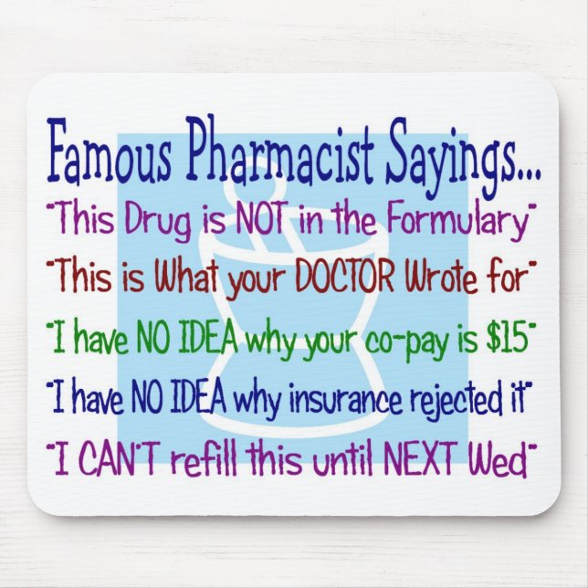 Tapis De Souris mousepad d'énonciations de pharmacien (Devant)