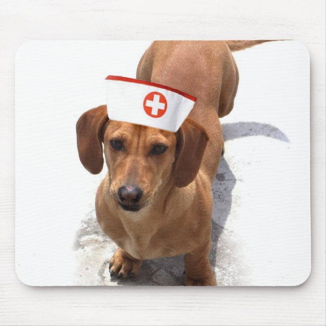 Tapis De Souris Mousepad d'infirmière de teckel (Devant)