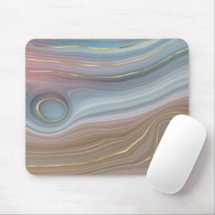Tapis De Souris Mousepad Dusty Blue et Taupe Agate