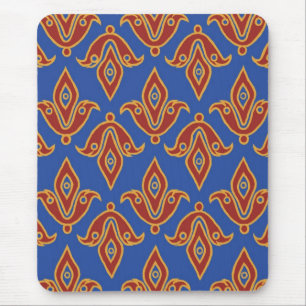 Tapis De Souris Mousepad élégant, Rouge, Or, Fleur de Lys Bleu