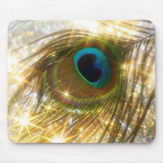 Tapis De Souris Mousepad en plume de paon mousseux (Devant)