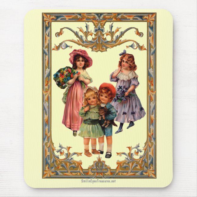 Tapis De Souris Mousepad Enfants Victoriens Art vintage (Devant)