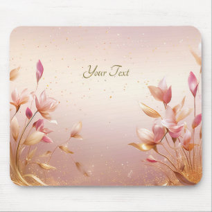 Tapis De Souris Mousepad Feuille rose or