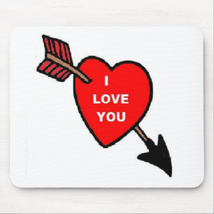 Tapis De Souris Mousepad Flèche Tru Coeur Rouge, Je T'Aime