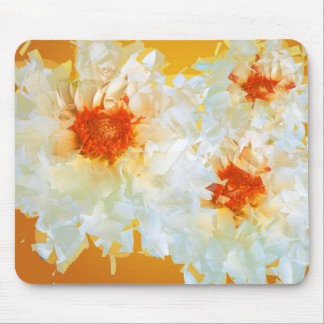Tapis De Souris Mousepad Fleurs Blanc Orange Cubiste