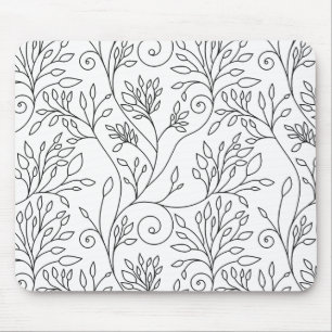 Tapis De Souris Mousepad floral noir et blanc