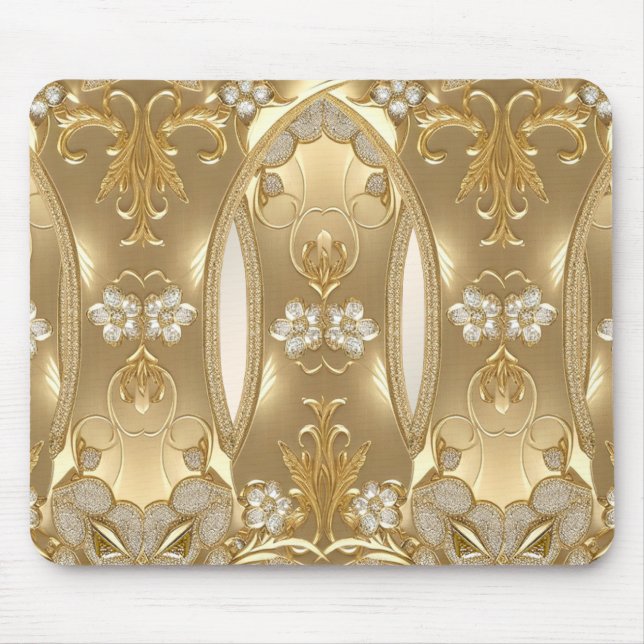 Tapis De Souris Mousepad Floral Orné Or (Devant)