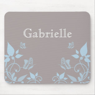Tapis De Souris Mousepad floral papillon bleu