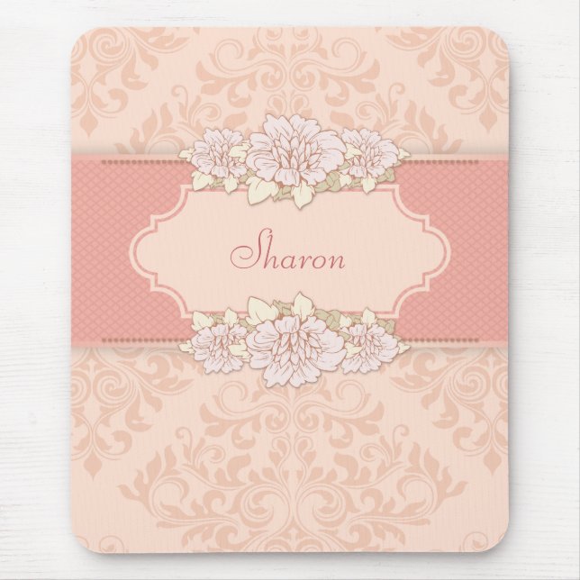 Tapis De Souris Mousepad floral rose Damas (Devant)