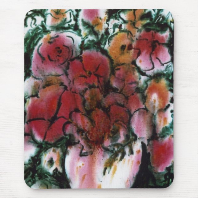 Tapis De Souris Mousepad floral "Vase rose" (Devant)