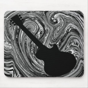 Tapis De Souris Mousepad Guitare Abstraite, noir & blanc