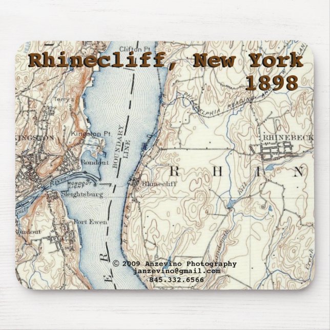 Tapis De Souris Mousepad historique de carte de Rhinecliff (Devant)