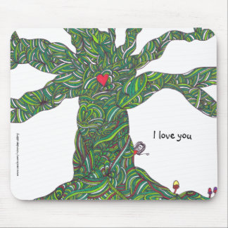 Tapis De Souris Mousepad - je t'aime - arbre avec le caractère