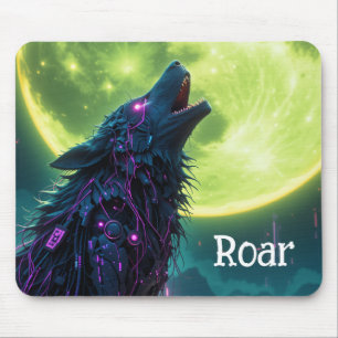 Tapis De Souris Mousepad Lune de Loup Cybernétique