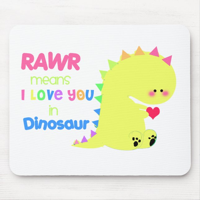 Tapis De Souris mousepad mignon de dinosaure ! RAWR (Devant)