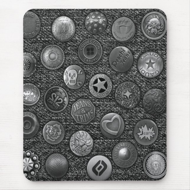 Tapis De Souris Mousepad moderne, jeans noirs avec boutons (Devant)