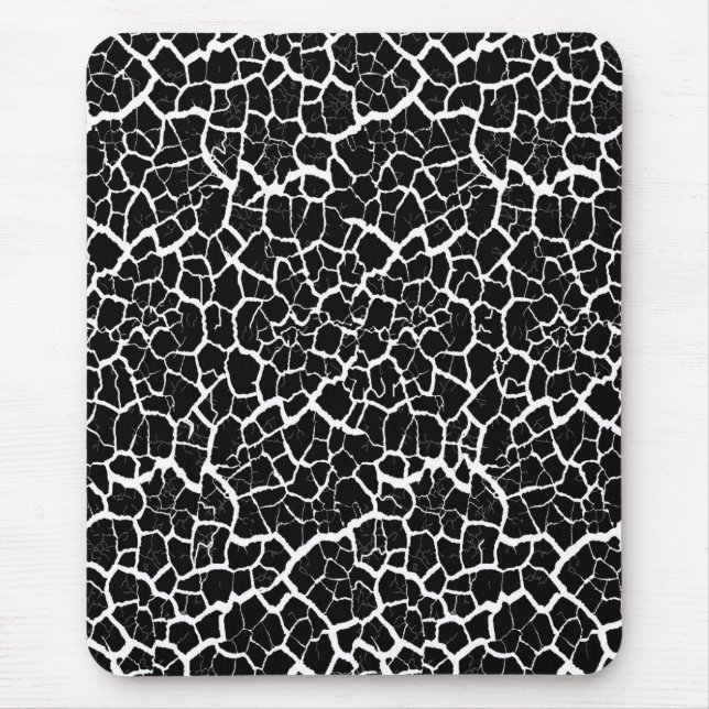 Tapis De Souris Mousepad moderne, noir, blanc, abstrait, cracle (Devant)