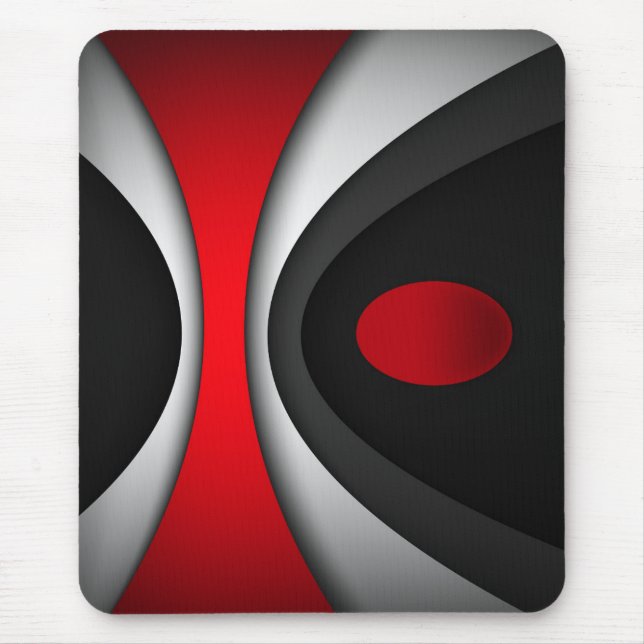 Tapis De Souris Mousepad moderne, noir, rouge, gris, blanc, abstra (Devant)