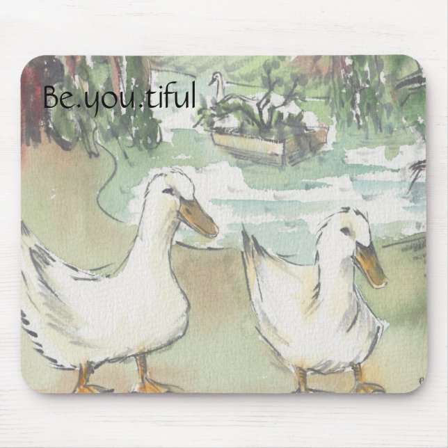 Tapis De Souris Mousepad "Paris/Duck Parc" Sketch Aquarelle (Devant)