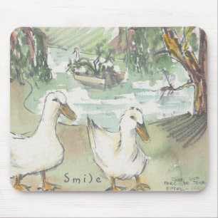 Tapis De Souris Mousepad "Paris/Parc Sketch Aquarelle"