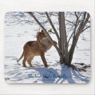 Tapis De Souris Mousepad photo de lion et papillon africains