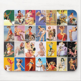 Tapis De Souris Mousepad Pin up Girls Art Vintage Retro Collage