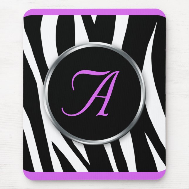 Tapis De Souris Mousepad pourpre de monogramme d'impression chic (Devant)