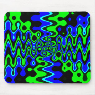 Tapis De Souris Mousepad psychédélique bleu et vert