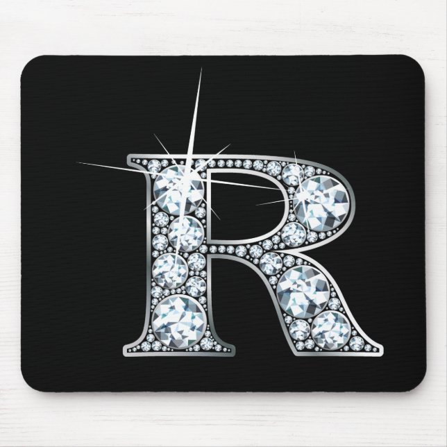 Tapis De Souris Mousepad "R" Diamond Bling (Devant)