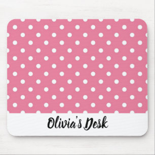 Tapis De Souris Mousepad rose avec Pois blancs