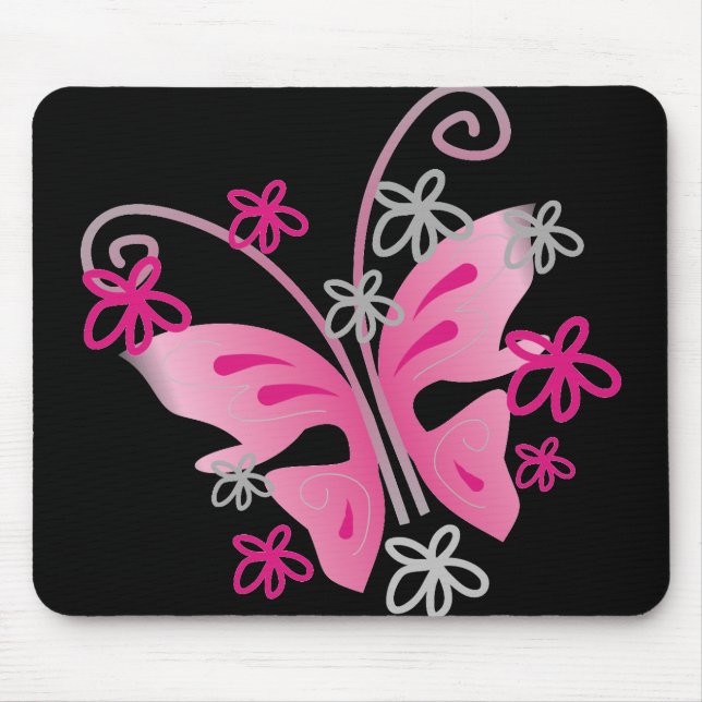 Tapis De Souris mousepad rose de papillon (Devant)