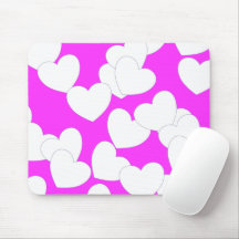 Mousepad Rose Grattant Avec Gros Coeurs Blancs