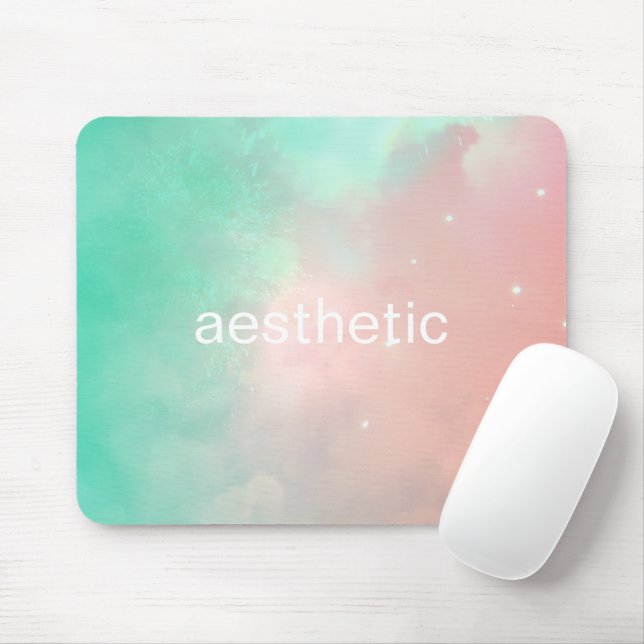 Tapis De Souris Mousepad Rosé Nuageux Et Turquoise Vaporwave (Avec souris)