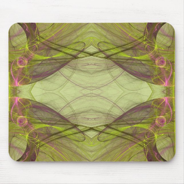 Tapis De Souris Mousepad vert et rose fractal (Devant)