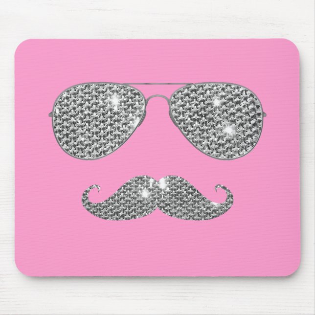 Tapis De Souris Moustache drôle de diamant avec des verres (Devant)