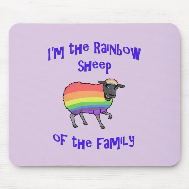 Tapis De Souris Mouton arc-en-ciel de la famille (Devant)