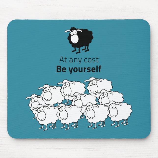 Tapis De Souris mouton noir et blanc (Devant)
