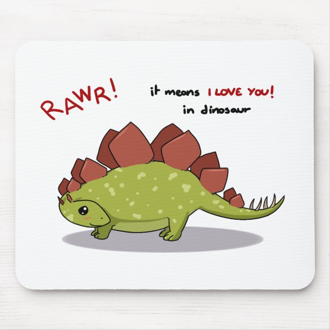 Tapis De Souris Moyens de Rawr je t'aime dans le Stegosaurus de (Devant)