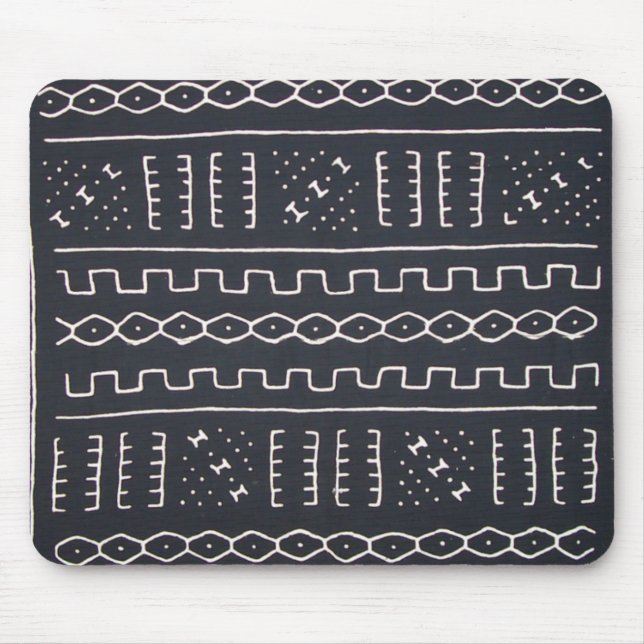 Tapis De Souris Mudcloth noir et blanc Mousepad (Devant)