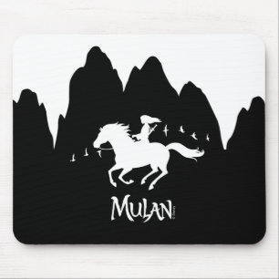 Tapis De Souris Mulan Riding Vent noir Monts passés Silhouette