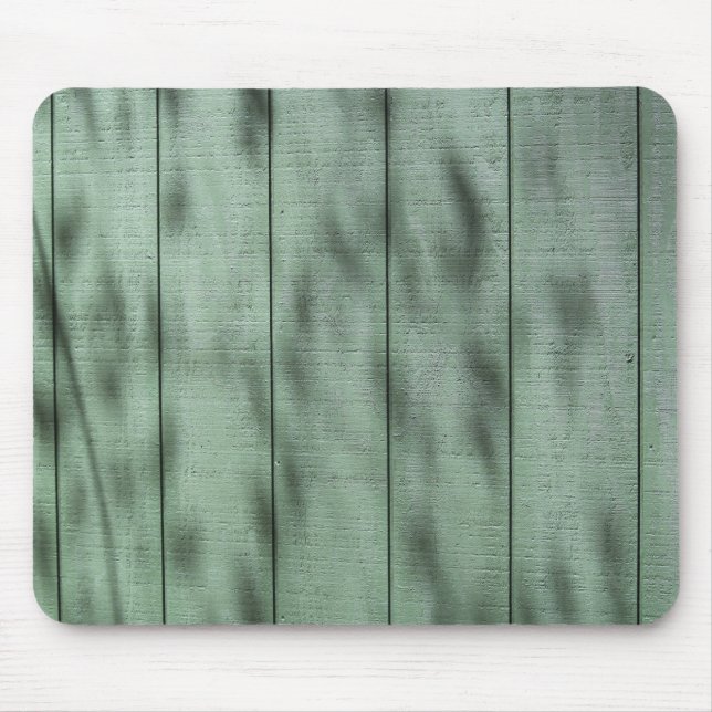 Tapis De Souris Mur en bois vert rustique avec les ombres (Devant)