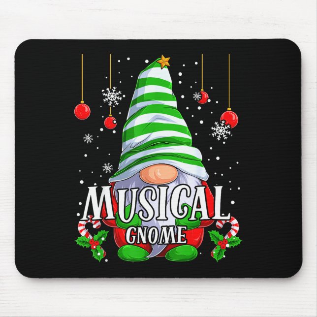 Tapis De Souris Musical Gnome Christmas Pajamas Matching Family Gr (Devant)
