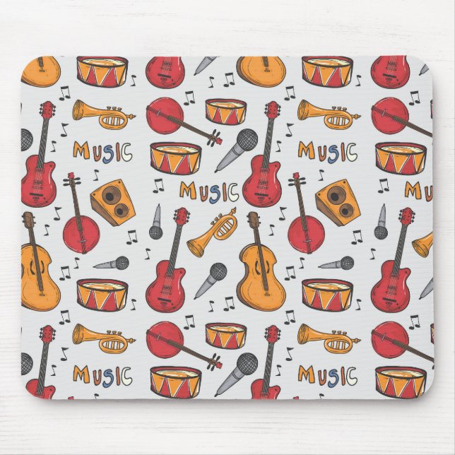 Tapis De Souris Musique cool Thématique Banjo Drums Guitare Violon (Devant)