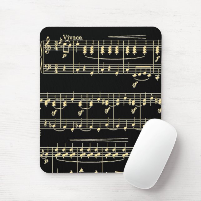 Tapis De Souris Musique d'or en noir (Avec souris)